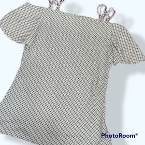 Cln silky flowy large strappy off shoulder blouse top dress shirt